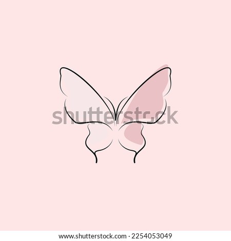 Beauty butterfly line art logo design template
