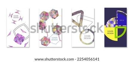 Cover design. Set of 4 covers. Imitation of crumpled paper. Unusual bright abstract background for magazine, book, splash, banner, vector. Imitation of crumpled paper