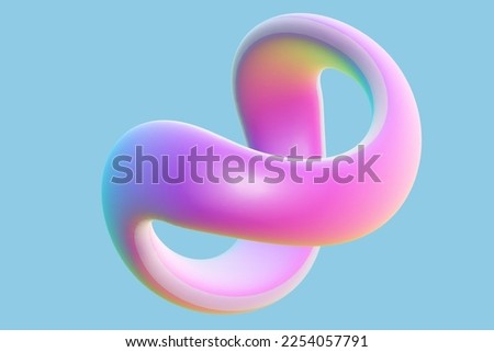 3D twisted pink ring on blue background. Abstract geometric shape - symbol of infinity and endlessness. Beautiful art object and decoration graphic element, EPS 10 vector illustration. Royalty-Free Stock Photo #2254057791