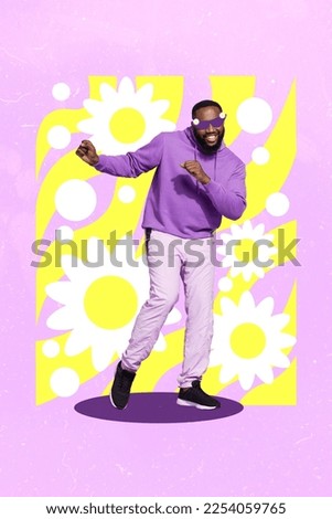 Photo poster designed collage chilling guy discotheque dancehall wear futuristic stylish glasses celebrate blossom season isolated on pink background Royalty-Free Stock Photo #2254059765