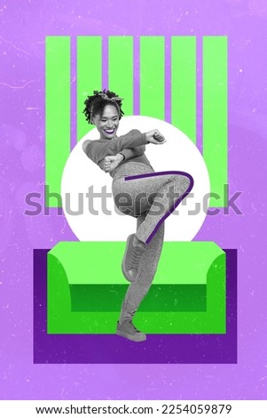 Photo sketch collage graphics artwork picture of happy smiling funny lady enjoying home party isolated drawing background