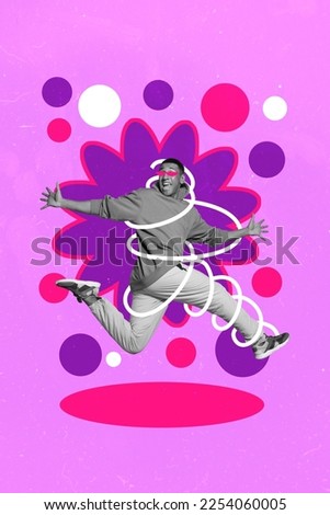 Creative photo 3d collage artwork poster postcard picture of crazy guy run fast sale special offer deal isolated on painting background
