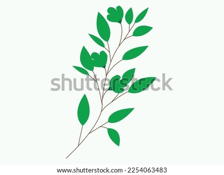 leaves isolated on white. branch with leaves. Green tree vector leaf  design and clip art.