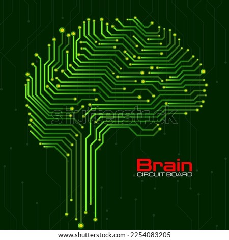 Abstract technological brain with circuit board. Vector illustration