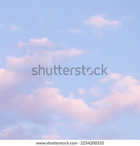 Blue sky background with white and pink clouds at sunset. High quality photo