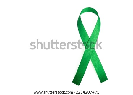 Cancer symbol green ribbon for copy space