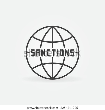 World Sanctions vector Financial Crisis concept icon or symbol in outline style