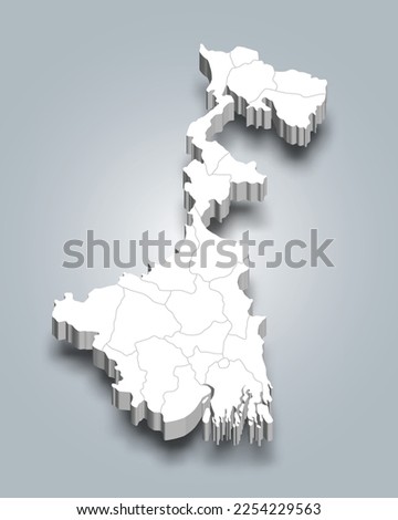 West Bengal 3d district map is a state of India Royalty-Free Stock Photo #2254229563