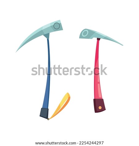 Mountaineering composition with cartoon style climbers gear equipment on blank background vector illustration