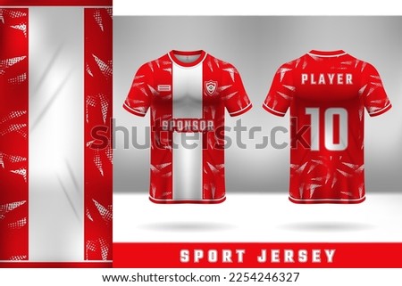 Red white jersey template design for sports uniform