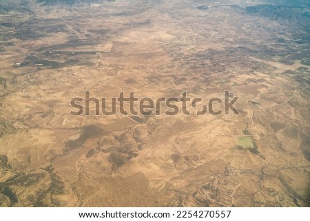 Aerial view of landscape inTunisia during the flight Monastir to Lyon - Tunisia