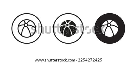 Beach ball icon. Toy Sports inflatable for playing beach volleyball Leisure and activity at sea sports game  icon symbol logo illustration,editable stroke, flat design style isolated on white