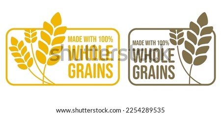 Made with Whole Grains - badge for cereals, healthy and dietary food labeling. Thin line circle with vector spikes Royalty-Free Stock Photo #2254289535