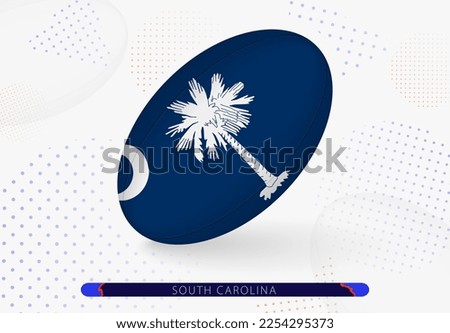 Rugby ball with the flag of South Carolina on it. Equipment for rugby team of South Carolina. Vector sport illustration.
