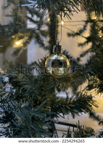 Christmas Mirrorball hanging on the Christmas tree