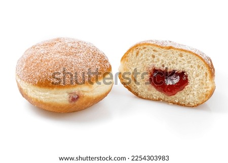 Filled doughnuts isolated white background Royalty-Free Stock Photo #2254303983