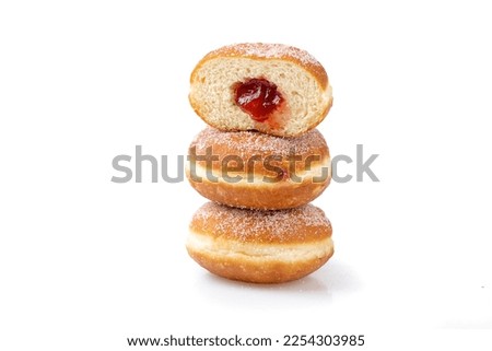 Filled doughnuts isolated white background Royalty-Free Stock Photo #2254303985