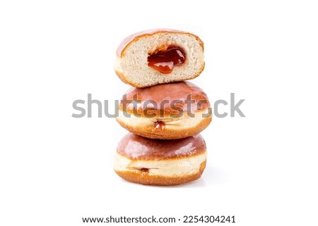 Filled doughnuts isolated white background Royalty-Free Stock Photo #2254304241