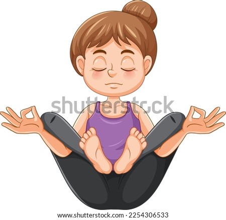 Yoga flower pose cartoon character illustration
