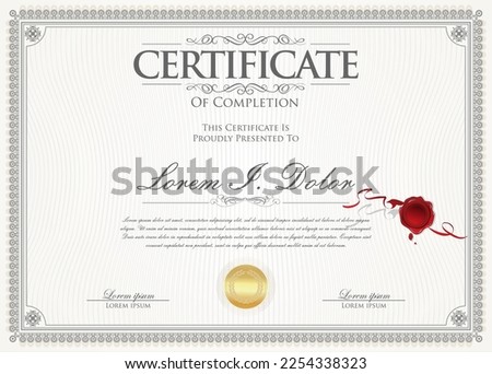 Certificate or diploma retro vintage design template Royalty-Free Stock Photo #2254338323