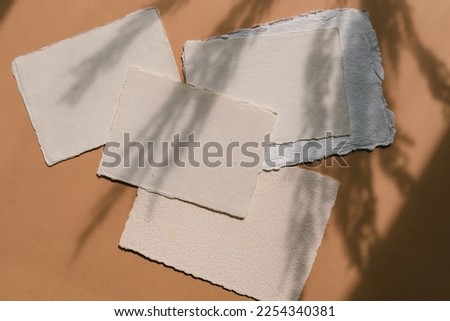 Blank wedding invitation cards mock ups. Textured cotton rag handmade paper. Minimal and modern wedding stationery.