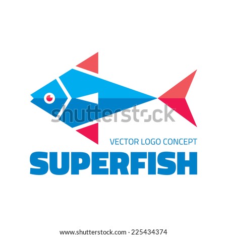 Super fish - vector logo template concept illustration. Sea food. Design element. 