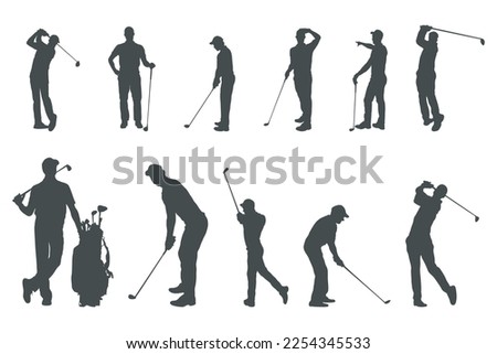 Golf player silhouettes, Golf player playing silhouette