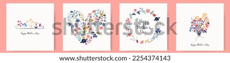 
Happy Mother's Day vector greeting cards set with flowers Royalty-Free Stock Photo #2254374143