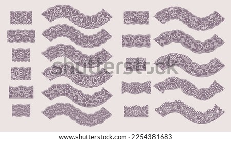 Set Of Floral Trim Lace. Lace Ribbon for Decorating. 