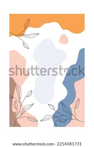 Abstract doodle frame wall art. Printable botanical doodle wall decor
