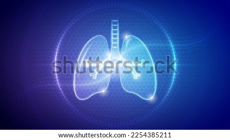 Futuristic Medical Hologram Neon Glow Translucent Human Pair of Lungs Respiratory System Backdrop Background Illustration Royalty-Free Stock Photo #2254385211