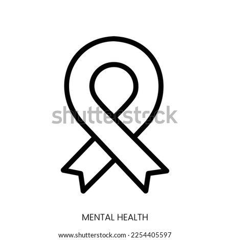 mental health icon. Line Art Style Design Isolated On White Background