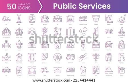 Set of public services icons. Gradient style icon bundle. Vector Illustration Royalty-Free Stock Photo #2254414441