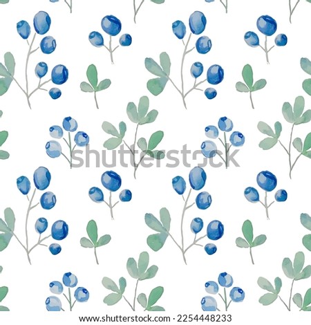 Seamless vector pattern with blueberries. Watercolor background. EPS10