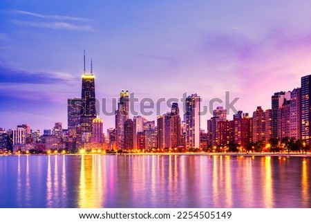 Chicago Skyline at Epic Sunset, Illinois, USA  