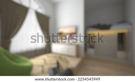 blurred photo of modern kid room with warm color