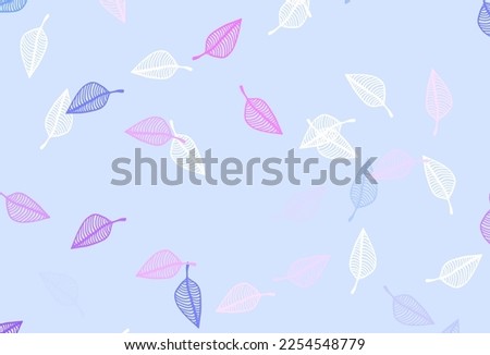 Light Pink, Blue vector sketch cover. Brand new colorful illustration in modern style with leaves. Hand painted design for web, leaflet, textile.