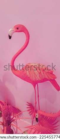 Pink Flamingo curled heart shaped neck and standing posture