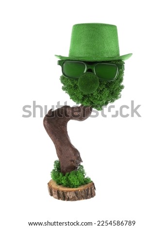 Earth Day, hat on upper branches of tree,St.Patrick 's Day