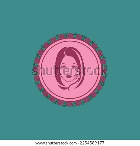 Women's Day with frame of flower and leaves