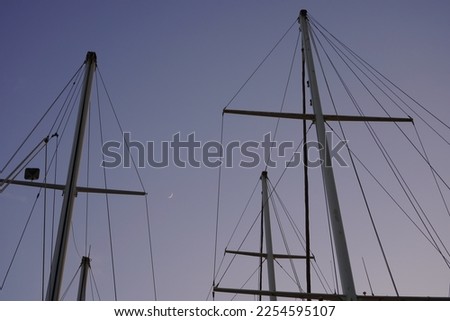 Image of masts, sail, Boat Sailing In Sea Mediterranean