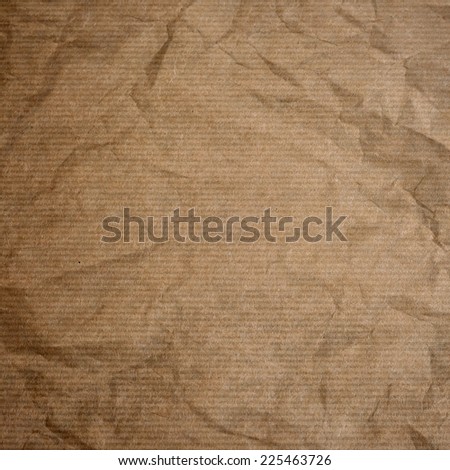  wrinkled kraft paper texture or background, square format 