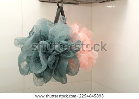 Bath Shower Loofah Sponge, Pouf Body Scrubber, Exfoliator  Royalty-Free Stock Photo #2254645893
