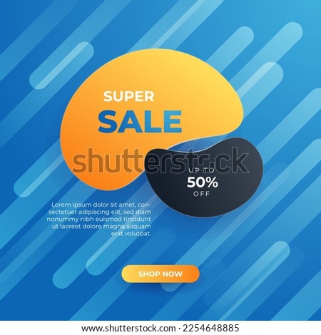 Editable minimal square banner template. Blue and Orange background color with stripe line shape. Suitable for social media post and web internet ads. Vector illustration with photo college