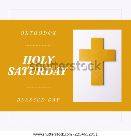 Composition of orthodox holy saturday text over cross. Orthodox holy saturday and celebration concept digitally generated image.