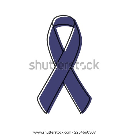 Awareness ribbon. Black outline. Purple color. Vector illustration, flat design Royalty-Free Stock Photo #2254660309