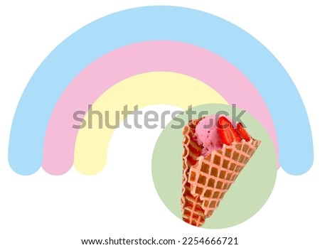 rainbow pastel ice cream waffle