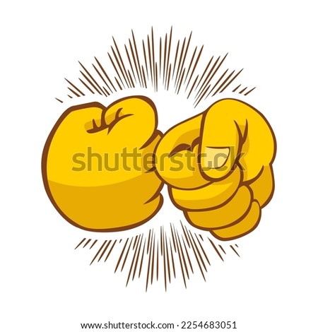Bumping of two clenched fists of hands. Cartoon icon in comic style. Vector on transparent background Royalty-Free Stock Photo #2254683051