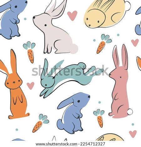 cute bunnies pattern vector graphics background