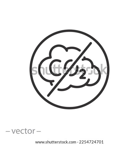 without CO2 icon, no carbon dioxide, stop air pollution, thin line symbol - editable stroke vector illustration Royalty-Free Stock Photo #2254724701